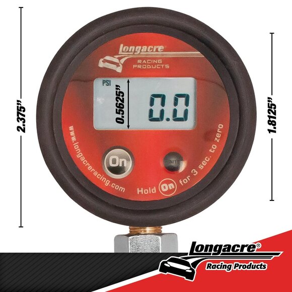Longacre Basic Digital 2 in Tire Pressure Gauge 52-53036 0-100 psi Red - Picture 7 of 10